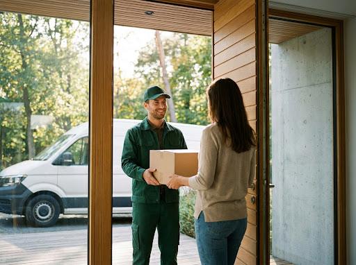 Courier delivering a parcel